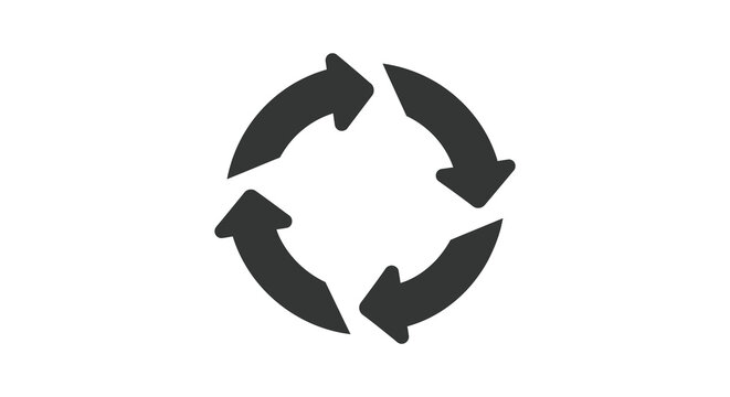 Four black arrows arranged in a circular pattern symbolizing renewal and continuous processes silhouette high quality