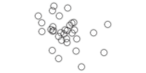 Scattered Circles Abstract Pattern on White Background.