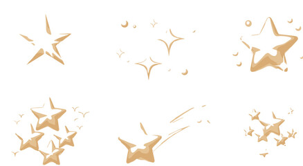 Golden sparkling star effects vector set with glitter shooting stars magic sparkles and shiny decorative elements illustration © MstLinaAkter