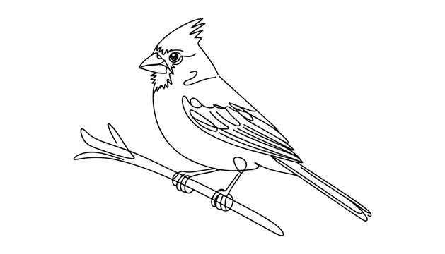 One continuous line illustration of an blue jay bird , isolated on white background.