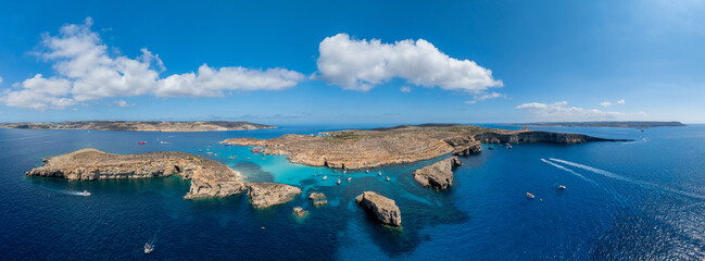 Aerial view of the gorgeous Blue Lagoon, Comino, Malta © Mel Campbell