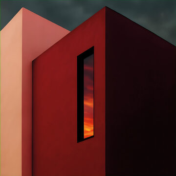 Arquitectura fachada de un edificio moderno al atardecer