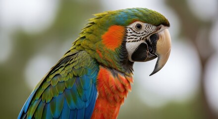 Obraz premium Vibrant Portrait of a Chestnut-Fronted Macaw in Natural Light.