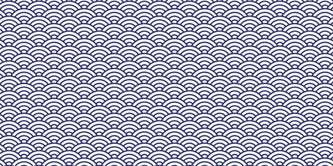 Japanese Seigaiha Wave Pattern Gold Seamless Background