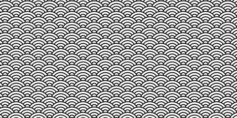 Japanese Seigaiha Wave Pattern Gold Seamless Background