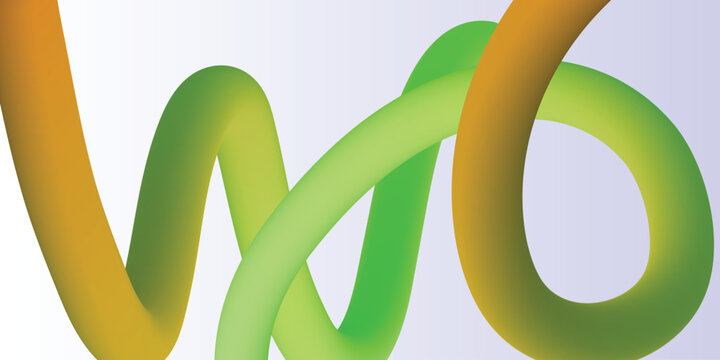 Green and Yellow 3D Gradient Ribbon Waves &ndash; Abstract Fresh Fluid Tubes Background for Eco Banner, Nature Poster, Modern Design