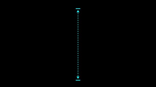 White vertical dotted line measuring height animation, alpha channel