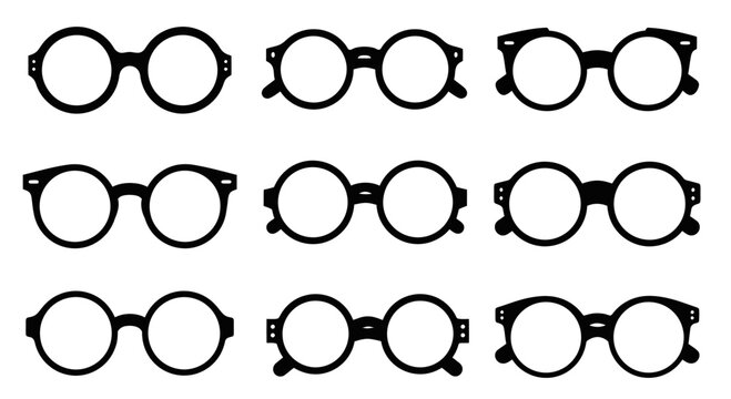 Collection of Vintage Round Eyeglasses, Retro Spectacles, Optical Frames Assortment