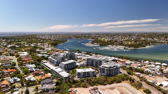 Swanbourne Beach, Perth, Western Australia &ndash; 4K Aerial Drone View of Coastal Residential Suburb, Shoreline, Swan River, Clear Water, Houses and Estates Near Cottesloe 