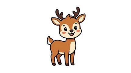 Fototapeta premium Cartoon reindeer with antlers standing.