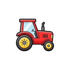 Naklejka premium Red cartoon tractor illustration.