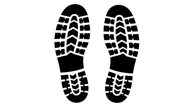 Black Boot Sole Imprint on White Background - Footprint Tread Pattern