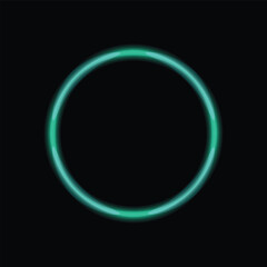 Fototapeta premium A glowing turquoise ring shape with a soft light effect isolated on a solid black background