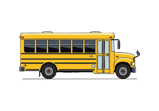 Classic Yellow School Bus Illustration - A Simple and Iconic Vehicle for Education and Transportation