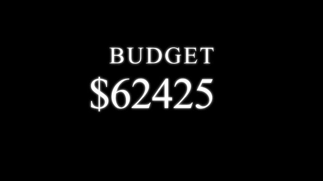 counter budget amounts displayed in different styles. Each frame shows a specific monetary value against a contrasting background
