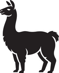 Fototapeta premium Simple Black Llama Silhouette Vector Graphic on White Background
