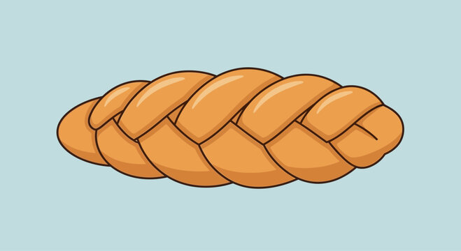 Braided Challah Bread Loaf, Freshly Baked, Golden Brown, Isolated on Light Blue Background
