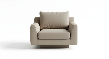 Fototapeta premium modern beige leather armchair on white background
