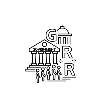 Government Building Icon with People and GRR Text