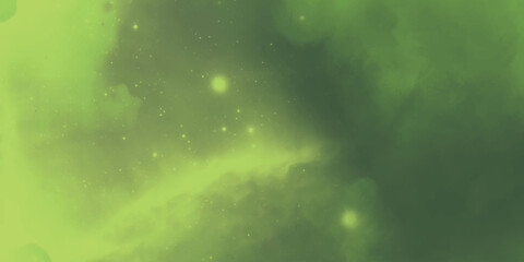 Green nebula cloud with glowing stars in deep space © Aquarium