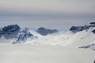Heaven lake or Tianchi hu at Changbaishan , a large natural resort sitting on the border of China and North Korea