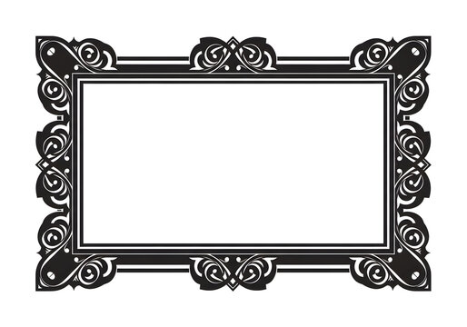 Ornate black picture frame with floral design