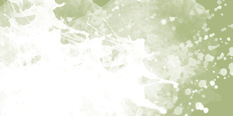 Sage green watercolor background with white paint splatter texture