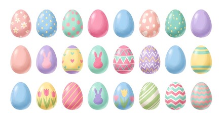 Colorful easter eggs isolated on white background