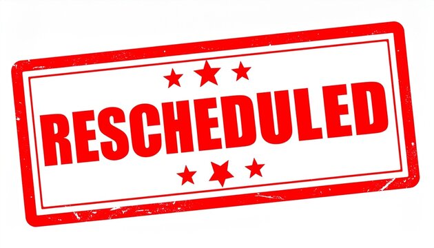 Red RESCHEDULED Stamp Graphic for Event Change