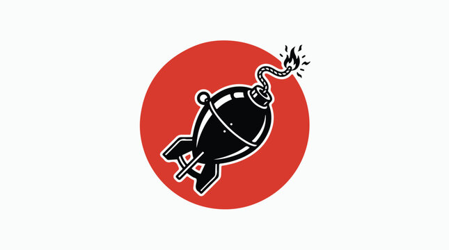 Explosive Bomb Rocket Icon with Burning Fuse.