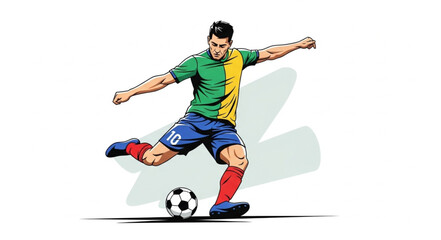Obraz premium Soccer Player Kicking Ball Action Shot.
