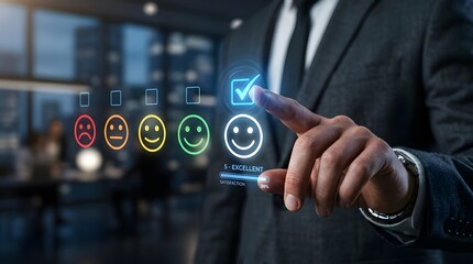 Naklejka premium Measuring Customer Experience: Solutions to Enhance Customer Satisfaction Scores (CSAT) and Conduct Online Feedback Surveys with Smart Emojis to Optimize Business Services in 2026