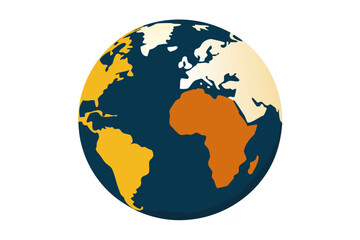 A colorful vector graphic illustration of the Earth with Africa highlighted in orange
