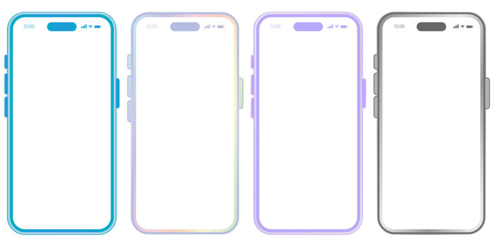 カラフルなグラデーションとスマートフォンの立体セット