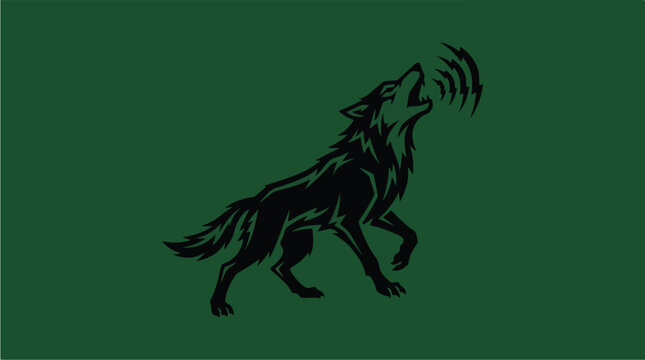 Black Wolf Howling Silhouette Logo.