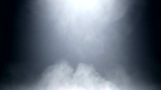 A mysterious, smoky atmosphere with a soft glow above. The ethereal mist adds depth and intrigue to the dark background