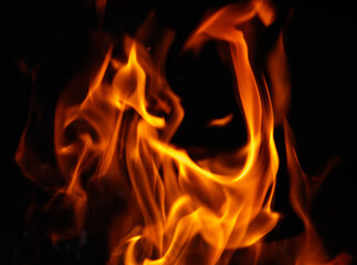 Fototapeta premium Fire flame on black background