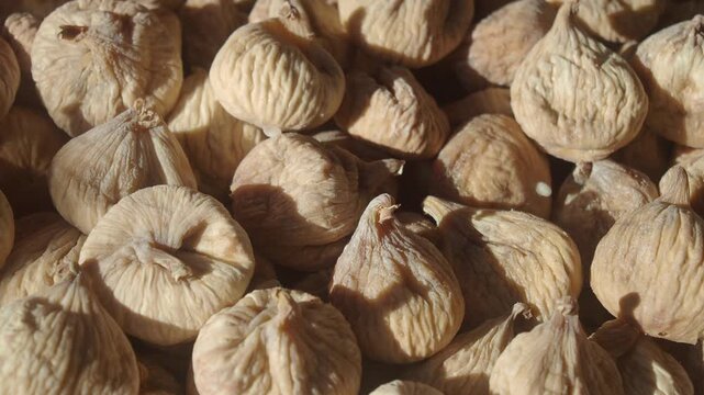 Dry figs being prepared for packaging in a factory