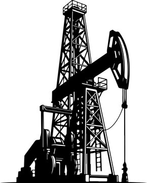 Oil derrick silhouette vector illustration