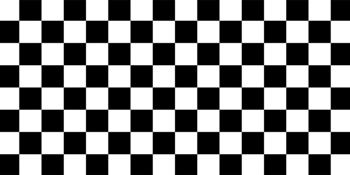 Black and white racing against a checkered pattern background
