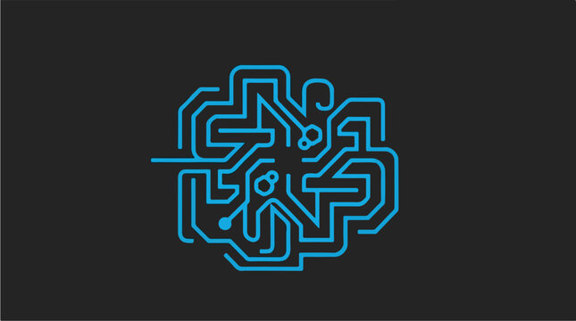 Blue neon maze design.