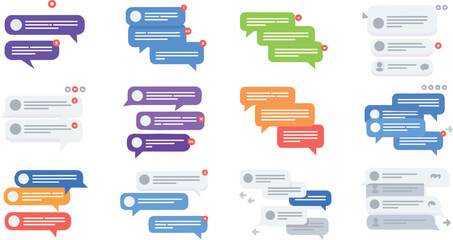 Social Media Chat Message Bubble Interface Set with Notification Icons Conversation UI Elements Messaging App Communication Illustration