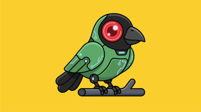 Robotic Bird Green Metal.