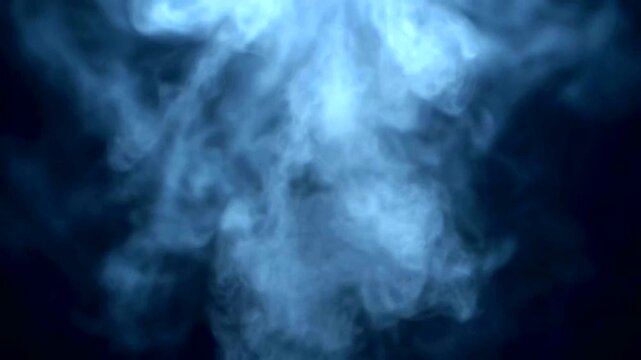 Ephemeral Vapor: An ethereal display of swirling, light-blue vapor against a deep black backdrop, a captivating visual representing mystery, transition, and fleeting moments.