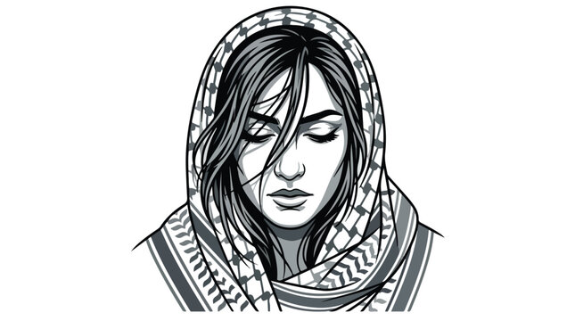 Woman wearing a headscarf.