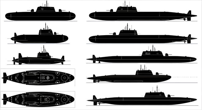 Ballistic Missile Submarine SSBN Reference Vector Silhouette