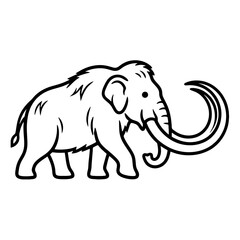 Obraz premium Simple Vintage Mammoth Logo, Line Art, Bold Strokes, Animal Vector Illustration