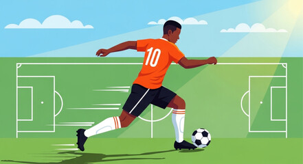 Obraz premium Soccer Player Dribbling Ball on Field.