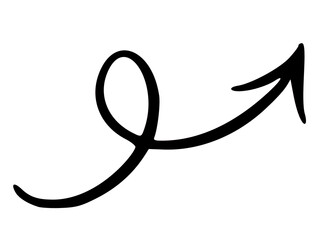 A black arrow with a loop at the end,Black curved arrow pointing right left up downwards