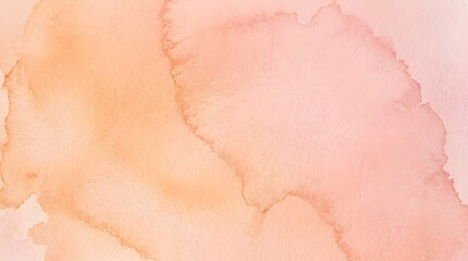 Fototapeta premium Warm peach and coral watercolor background, soft textured paper, organic fluid shapes, gentle pastel wash, subtle light and shadow play